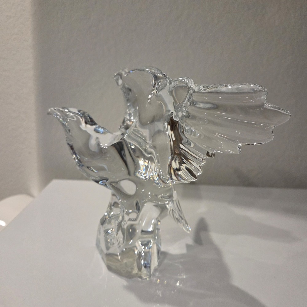 Baccarat Crystal American Eagle Figurine France Signed Clear Crystal Sculpture